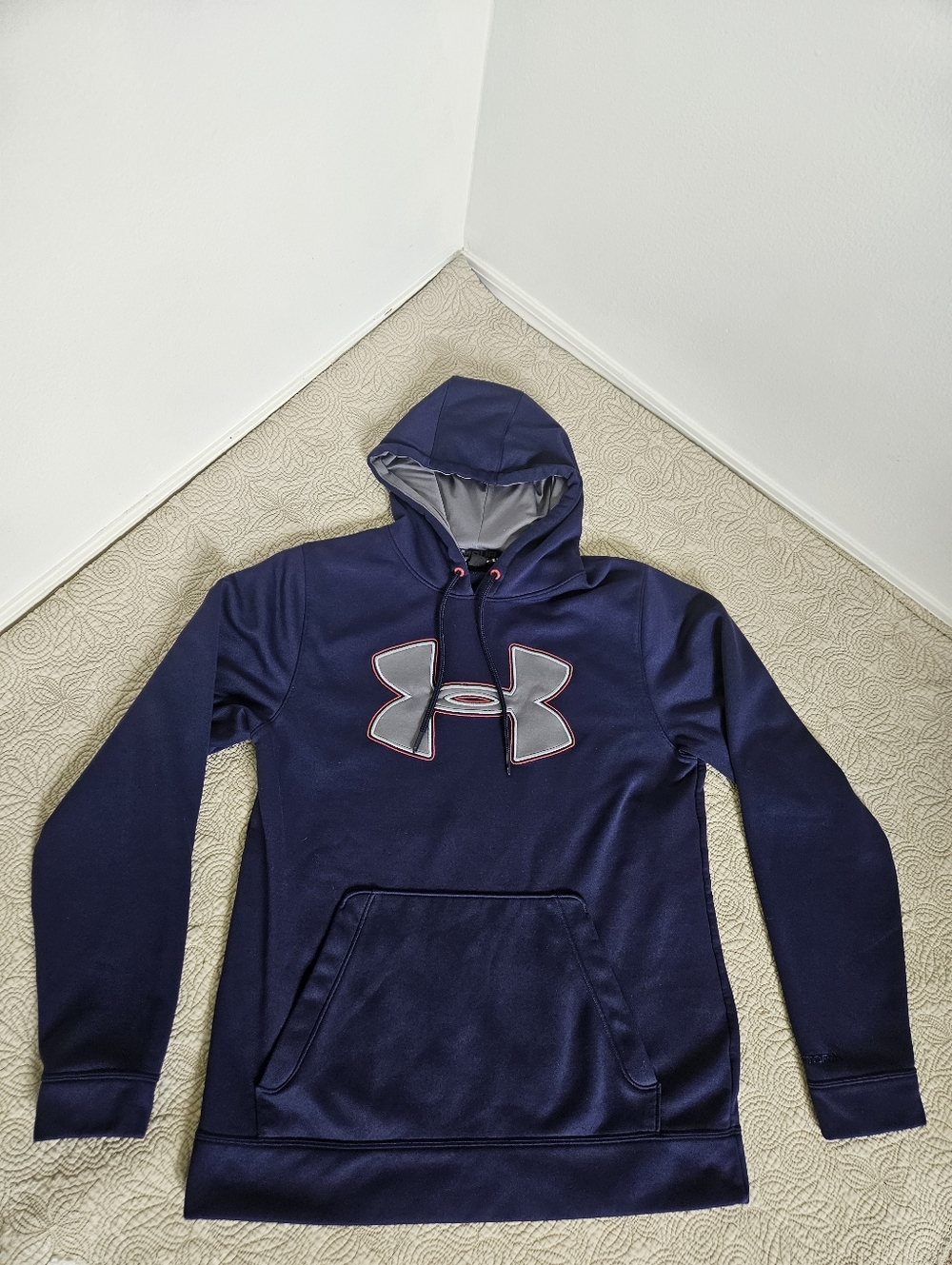 Under armour Fleece Storm Big Logo Men's Hoodie, Size Small - Navy Blue